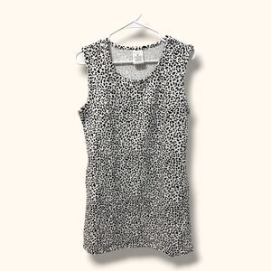 Serra Dress Womens M Sleeveless Animal Print Black White Tunic Stretch Pocket